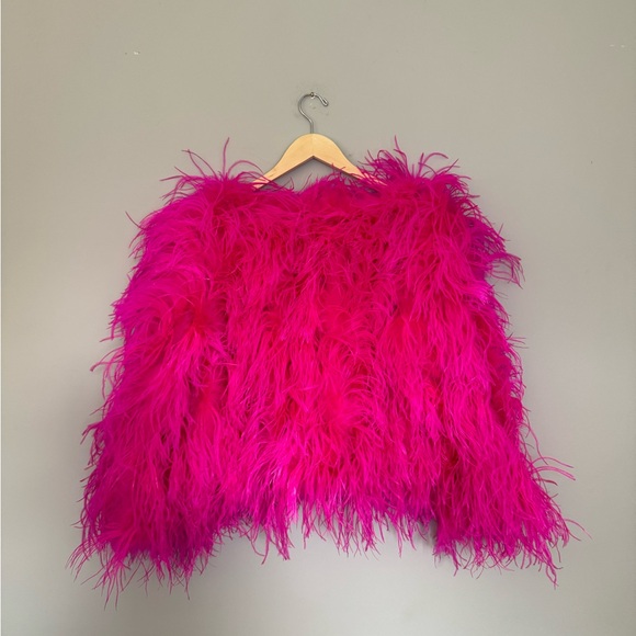 Bright Pink Ostrich Feather Coat - Picture 8 of 14